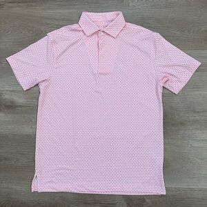 Rhoback Men’s Polo North Carolina Classic BBQ Pink Pig Print Polo Small RARE